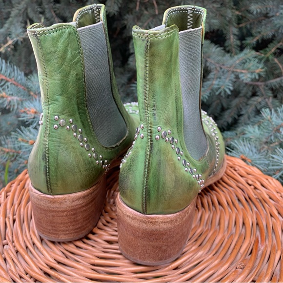 Handmade Rare Made in Italy Green Cowboy Booties -La Bottega di Lisa - size 38.5 - Picture 5 of 7
